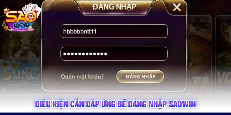Điều kiện cần đáp ứng để đăng nhập SAOWIN